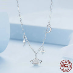Elegant 925 Sterling Silver Starry Sky Necklace for Women