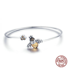 Pure S925 Sterling Silver Bee Design Women's Bracelet