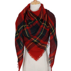 Winter Triangle Shape Plaid Cashmere Scarf for Women