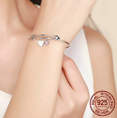 Heart Design Charm 925 Sterling Silver Bracelet for Women
