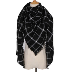 Winter Triangle Shape Plaid Cashmere Scarf for Women