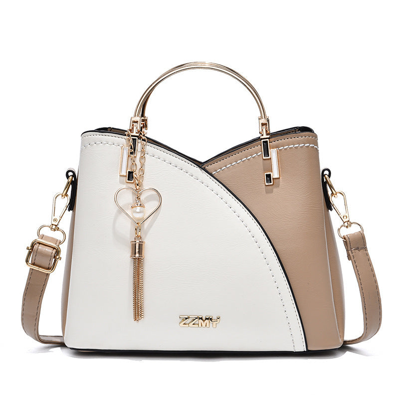 Women's Trendy Color Block Large Capacity Shoulder Crossbody Bucket Bag