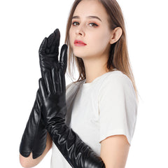 Women's Plush Extended Sheepskin Leather Gloves