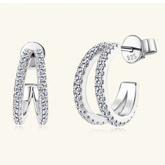 Women's Moissanite 925 Sterling Silver C-Hoop Earrings