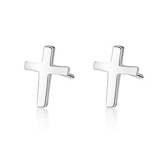 S925 Sterling Silver Fashionable Smooth Cross Earrings for Women