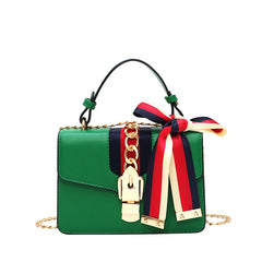 Trendy Fashionable Shoulder Crossbody handbag with Bright Colored Ribbon