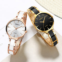 NIBOSI Luxury Creative Quartz Ceramic Bracelet Women's Watch