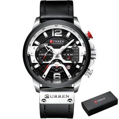 Military Leather Chronograph Wristwatch for Men