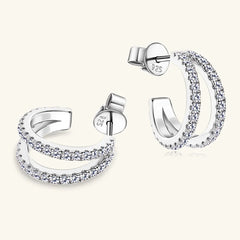 Women's Moissanite 925 Sterling Silver C-Hoop Earrings