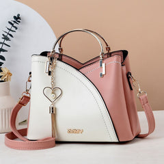 Women's Trendy Color Block Large Capacity Shoulder Crossbody Bucket Bag