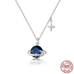 Women's S925 Sterling Silver Starry Sky Pendant Necklace