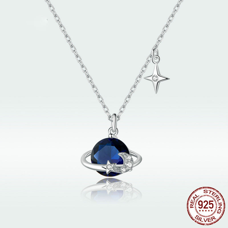 Women's S925 Sterling Silver Starry Sky Pendant Necklace