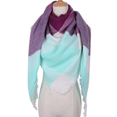 Winter Triangle Shape Plaid Cashmere Scarf for Women