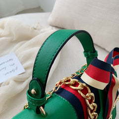 Trendy Fashionable Shoulder Crossbody handbag with Bright Colored Ribbon