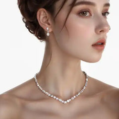 Simple Fashionable Wedding Bridal Necklace and Earring Set