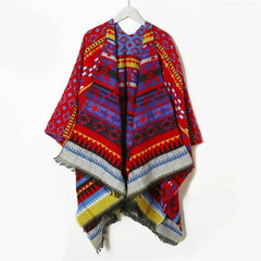 Women's Ethnic Style Cashmere Plaid Shawl