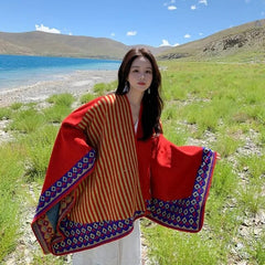 Women's Ethnic Style Cashmere Plaid Shawl