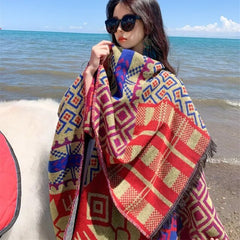 Women's Ethnic Style Cashmere Plaid Shawl