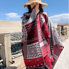 Women's Ethnic Style Cashmere Plaid Shawl