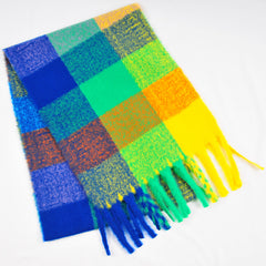 Winter Plaid Cashmere Bright Colored Fashion Checkered Scarf for Women