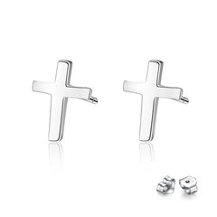 S925 Sterling Silver Fashionable Smooth Cross Earrings for Women