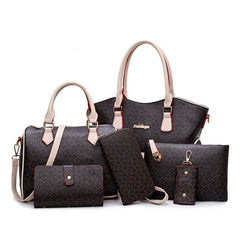 Women's Elegant Fashion 6-Piece Leather Handbag Set