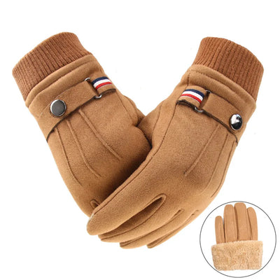 Men's Touch Screen Winter Suede Warm Split Finger Gloves