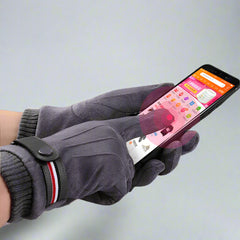 Men's Touch Screen Winter Suede Warm Split Finger Gloves