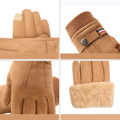 Men's Touch Screen Winter Suede Warm Split Finger Gloves