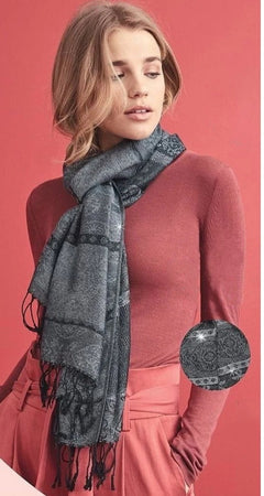 Women's Metallic Paisley Occasion Scarf