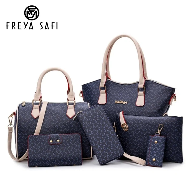 Women's Elegant Fashion 6-Piece Leather Handbag Set