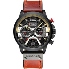 Military Leather Chronograph Wristwatch for Men