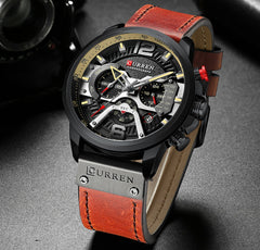 Military Leather Chronograph Wristwatch for Men