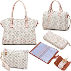 Women's Elegant Fashion 6-Piece Leather Handbag Set