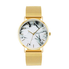 Fashion Mesh Band Creative Marble Effect Women's Luxury Wristwatch