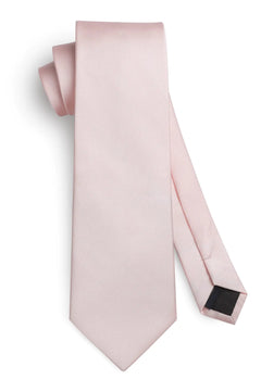 HISDERN Men's Solid Color Satin Silk Formal Necktie with Pocket Square Set