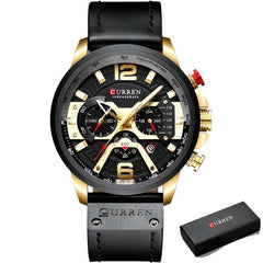 Military Leather Chronograph Wristwatch for Men