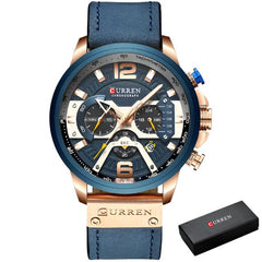 Military Leather Chronograph Wristwatch for Men