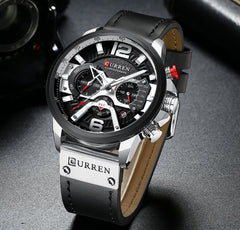 Military Leather Chronograph Wristwatch for Men