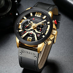 Military Leather Chronograph Wristwatch for Men