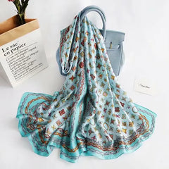 Women's Luxury Design Silk Print Scarf