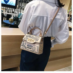 Leather Mini Chain Graffiti Crossbody Bag