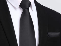 HISDERN Men's Solid Color Formal Satin Necktie and Pocket Square Set