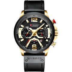 Military Leather Chronograph Wristwatch for Men