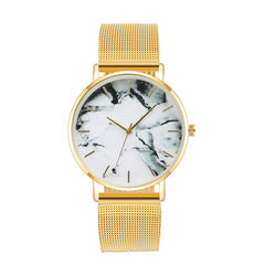 Fashion Mesh Band Creative Marble Effect Women's Luxury Wristwatch