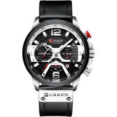 Military Leather Chronograph Wristwatch for Men