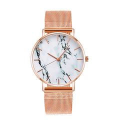 Fashion Mesh Band Creative Marble Effect Women's Luxury Wristwatch