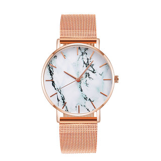 Fashion Mesh Band Creative Marble Effect Women's Luxury Wristwatch