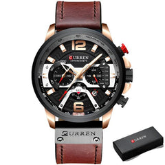 Military Leather Chronograph Wristwatch for Men