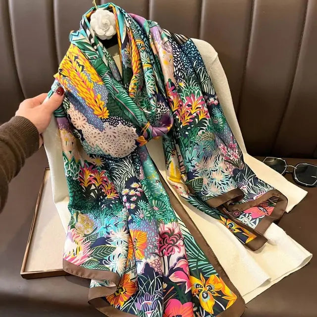 Women's Luxury Design Silk Print Scarf